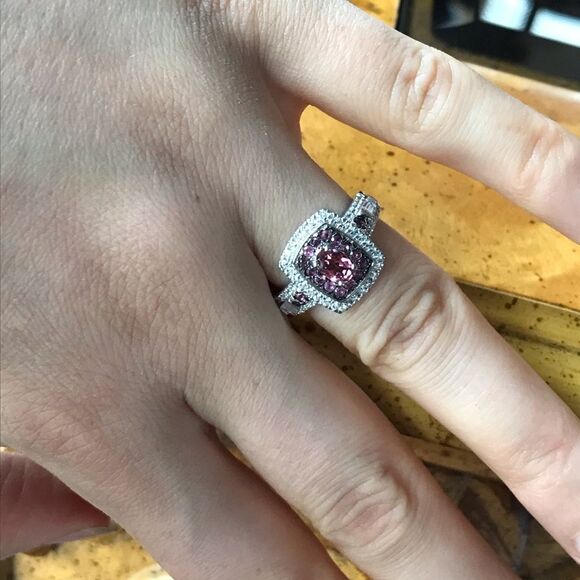 Natural Rubellite Sterling Silver Ring Size 6 - Picture 3 of 8